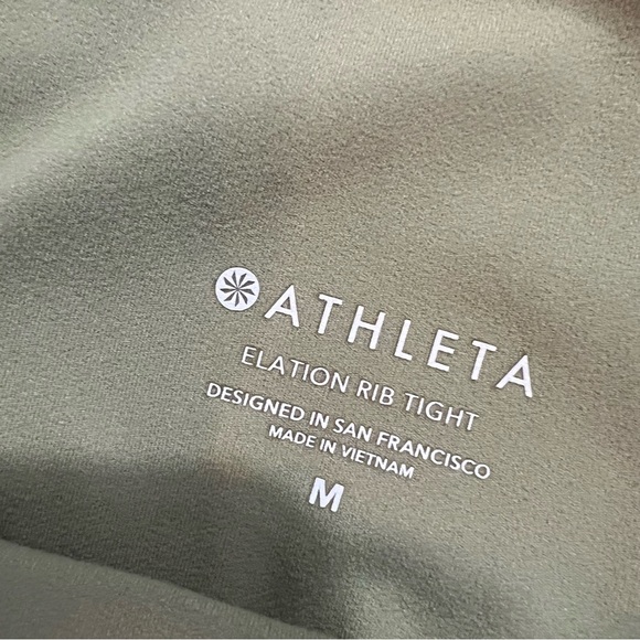Athleta Leggings Womens Elation Rib Tight Mid Rise Athletic 24” Olive Green M - Picture 12 of 15